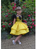 Yellow And Black Unique Flower Girl Dress